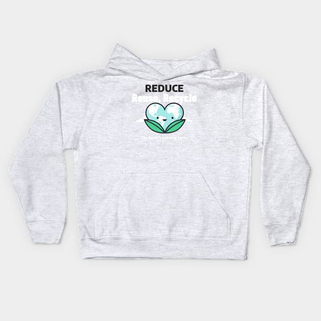 Reduce Reuse,Recycle The Earth Winning Cycle Kids Hoodie by Cool T Shop
